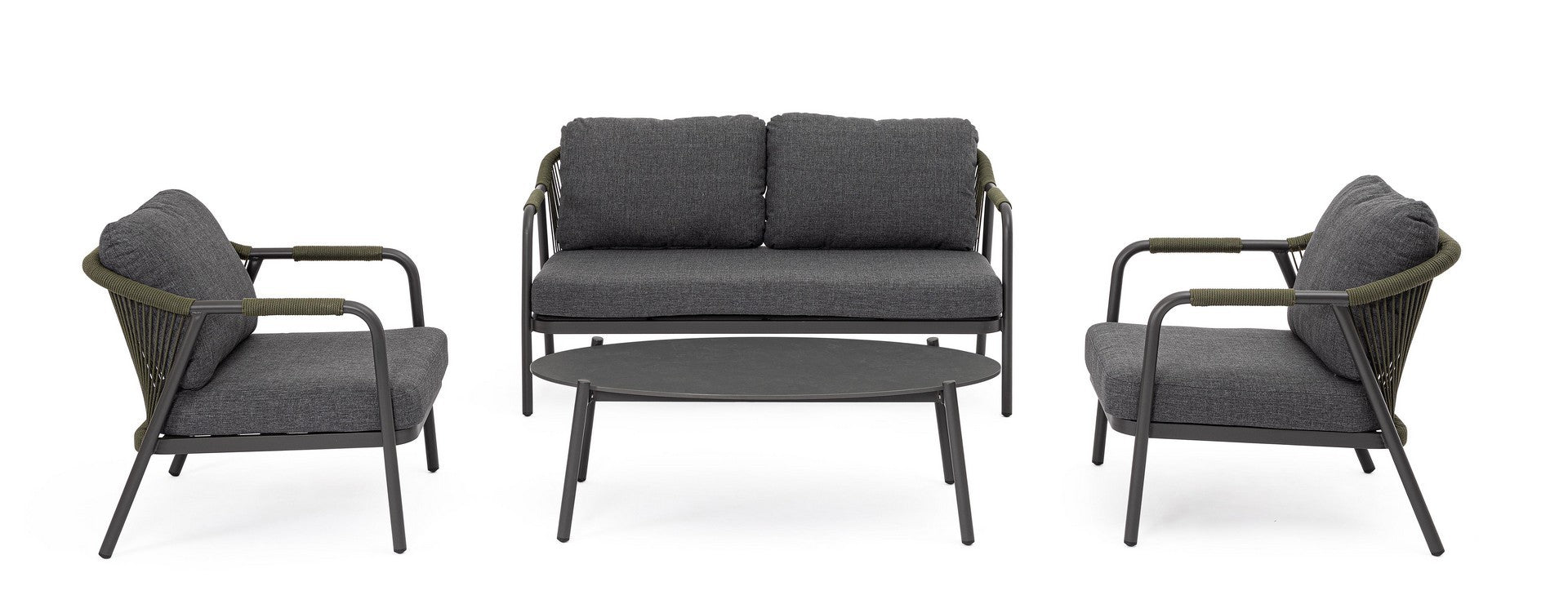 Lauko baldų komplektas MIRAVET ANTHR/GREEN, 4 dalių