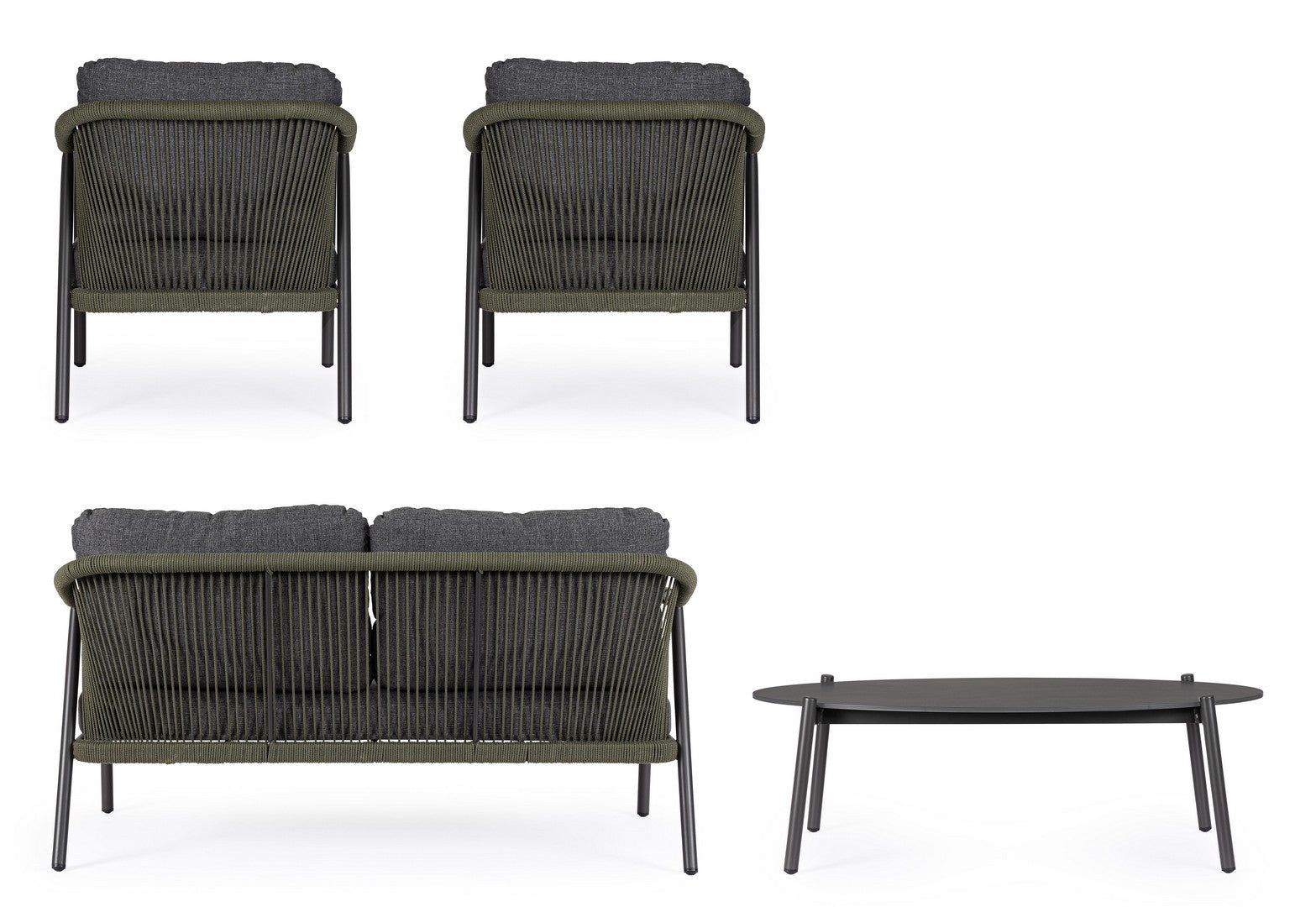 Lauko baldų komplektas MIRAVET ANTHR/GREEN, 4 dalių