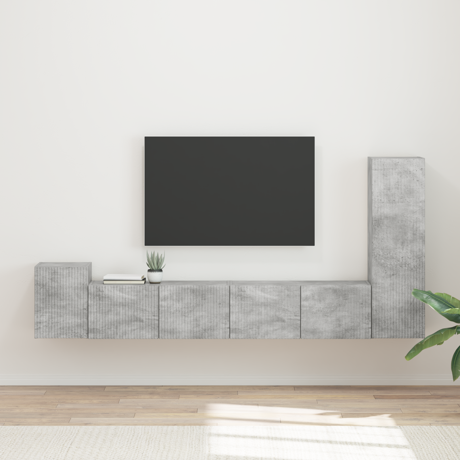TV spintelių komplektas 3 pcs Betono pilka Apdirbta mediena