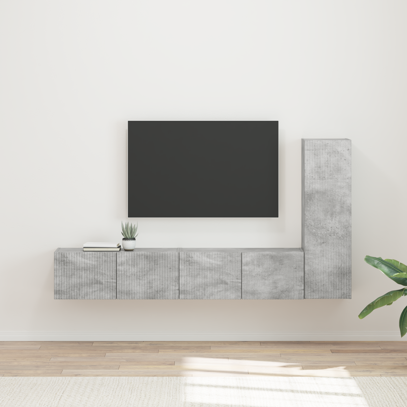 TV spintelių komplektas 2 pcs Betono pilka Apdirbta mediena