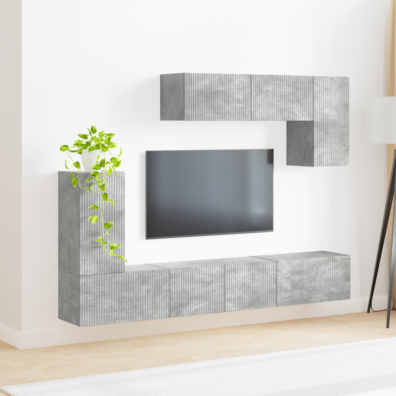 TV spintelių komplektas 4 pcs Betono pilka Apdirbta mediena