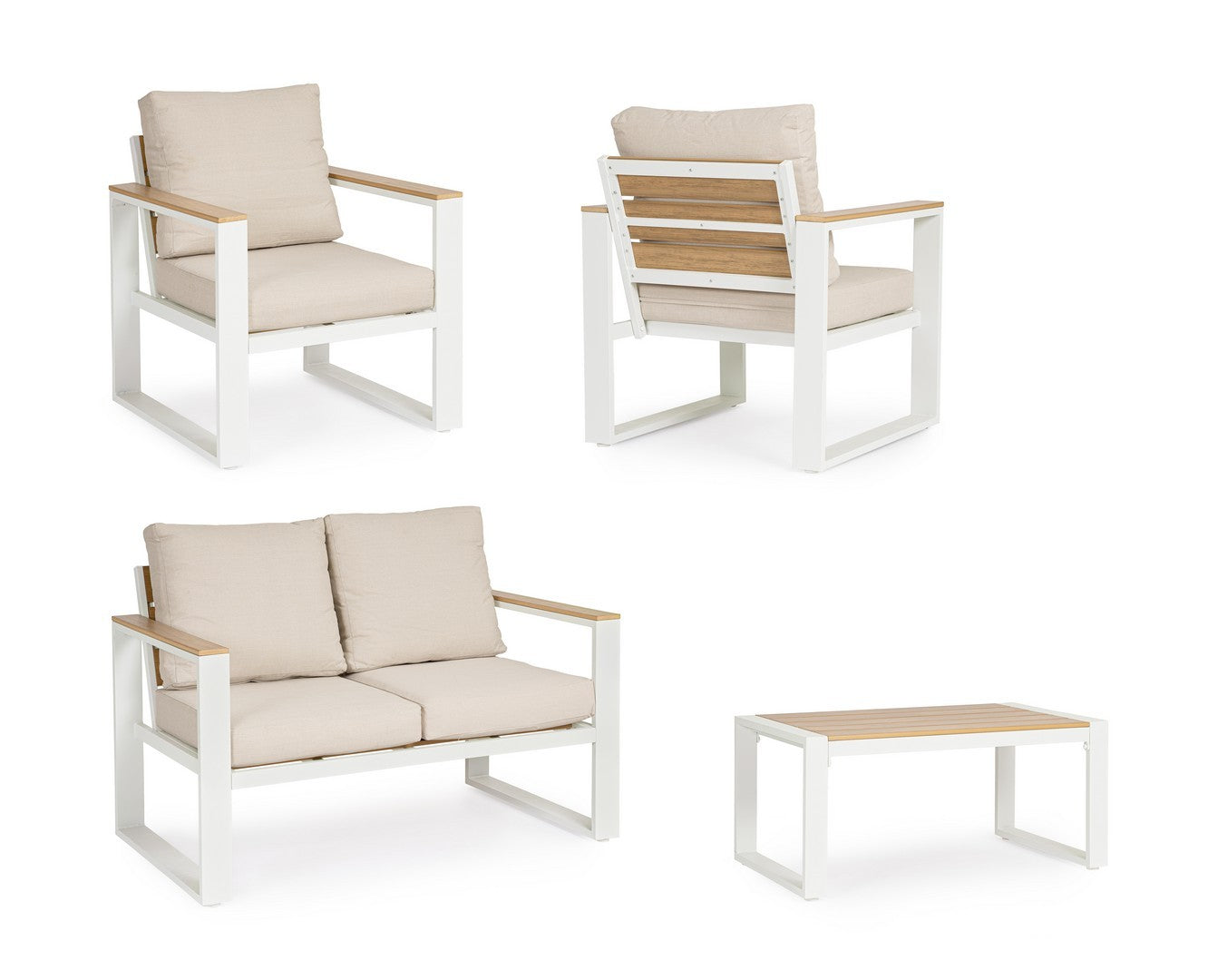 Lauko baldų komplektas LEANDRO WHITE/BEIGE, 4 dalių