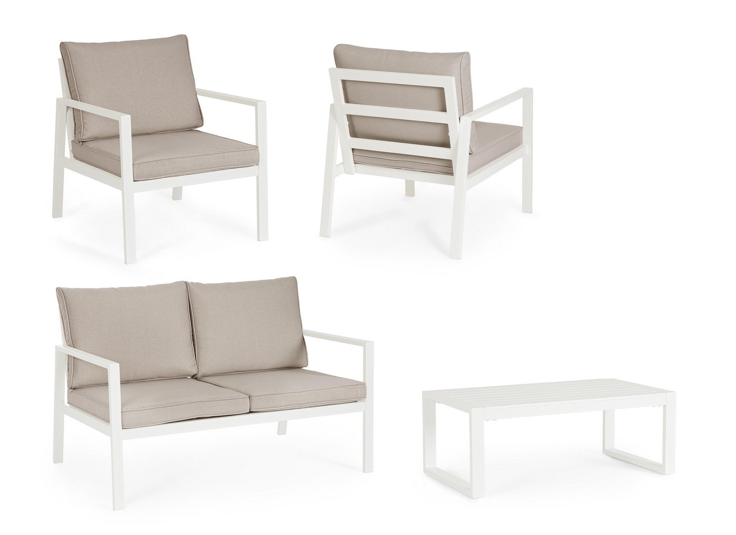 Lauko baldų komplektas HILDE WHITE, 4 dalių