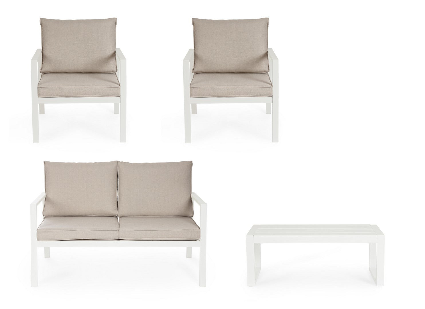 Lauko baldų komplektas HILDE WHITE, 4 dalių