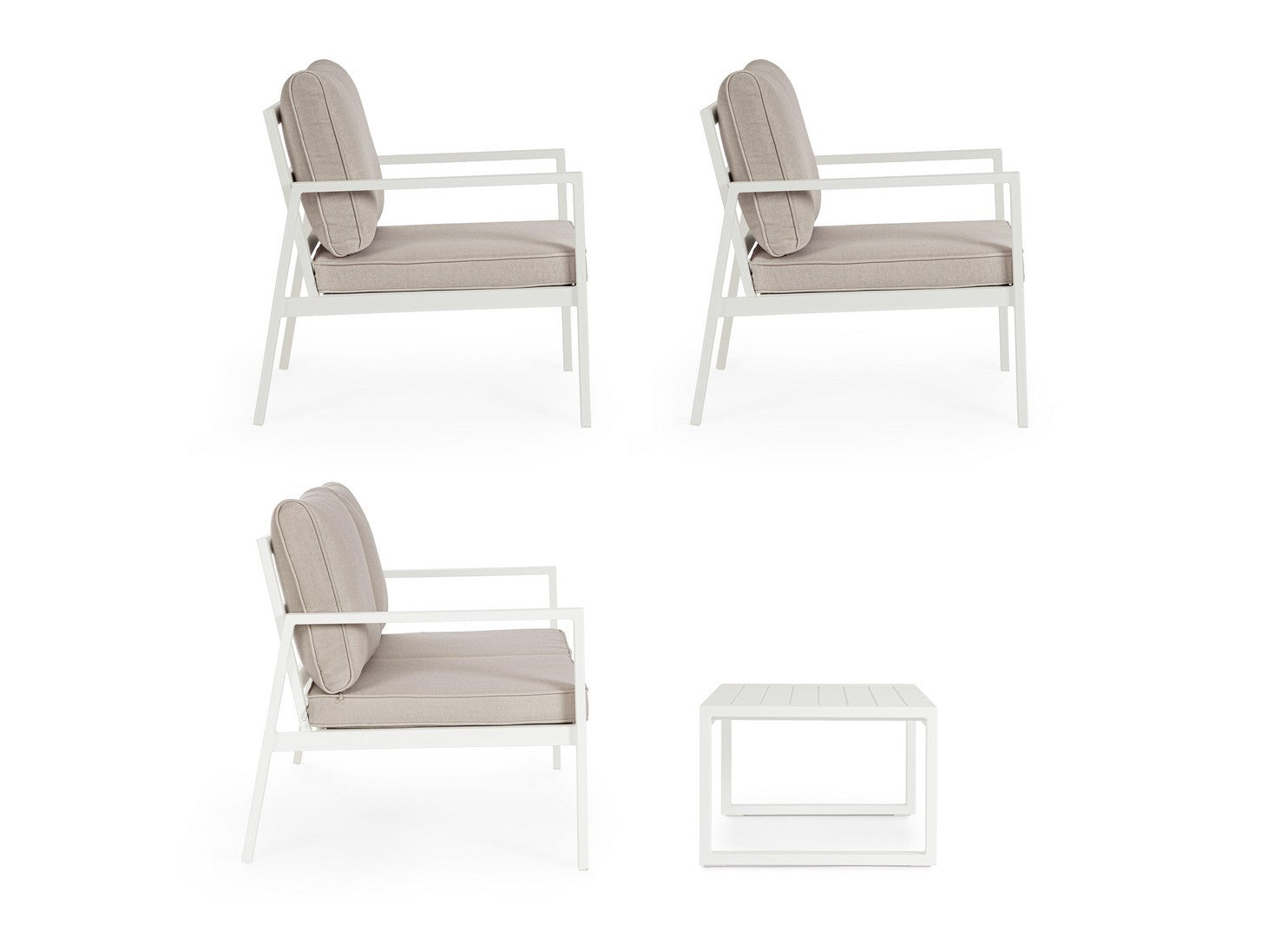 Lauko baldų komplektas HILDE WHITE, 4 dalių