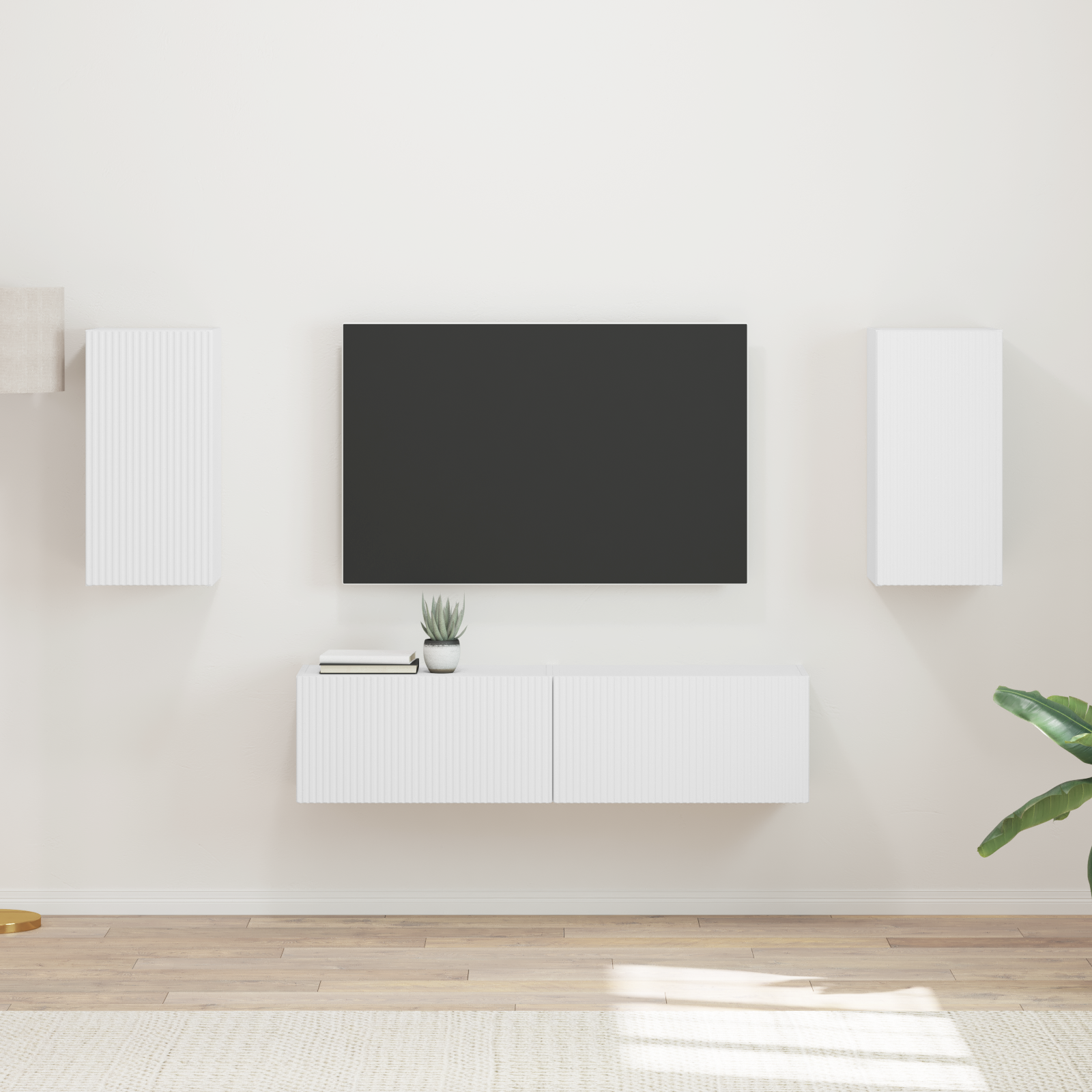 TV spintelių komplektas 4 pcs Balta Apdirbta mediena