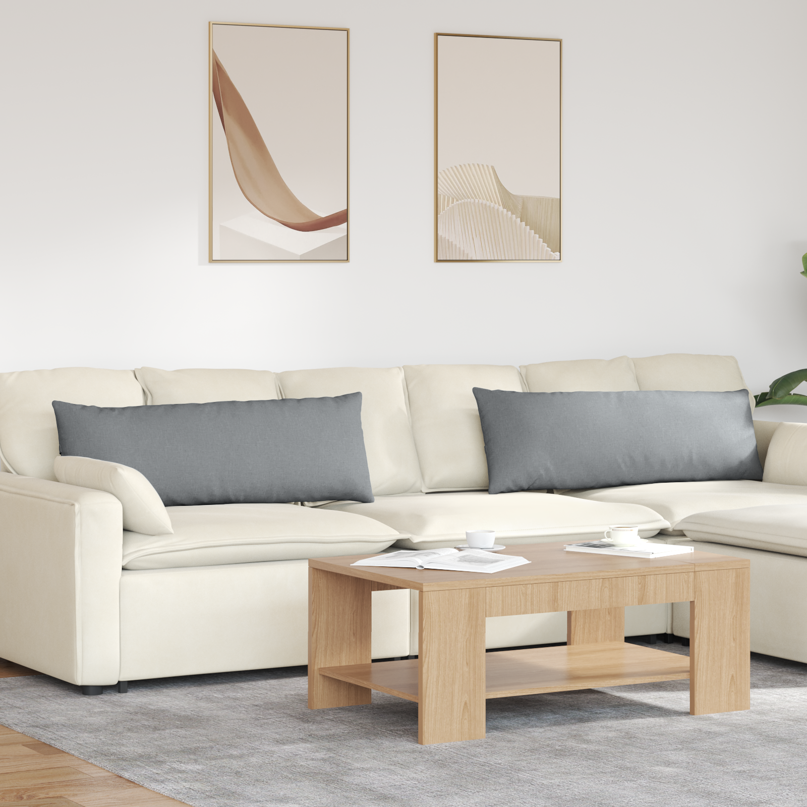 Sofa Pagalvės 2 pcs Šviesiai pilka 120 x 40 cm audinys