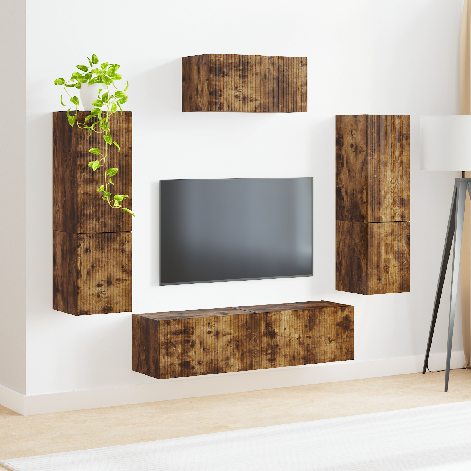 TV Cabinet Set 4 pcs Smoked Oak Engineered Wood
