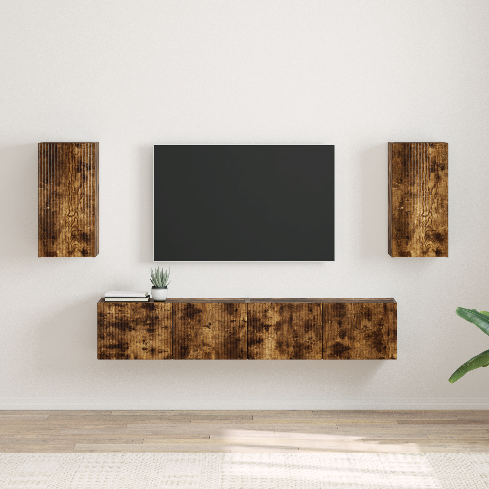 TV sieninė spintelė 2 pcs Rūkyta ąžuolas 30 x 31 x 60 cm