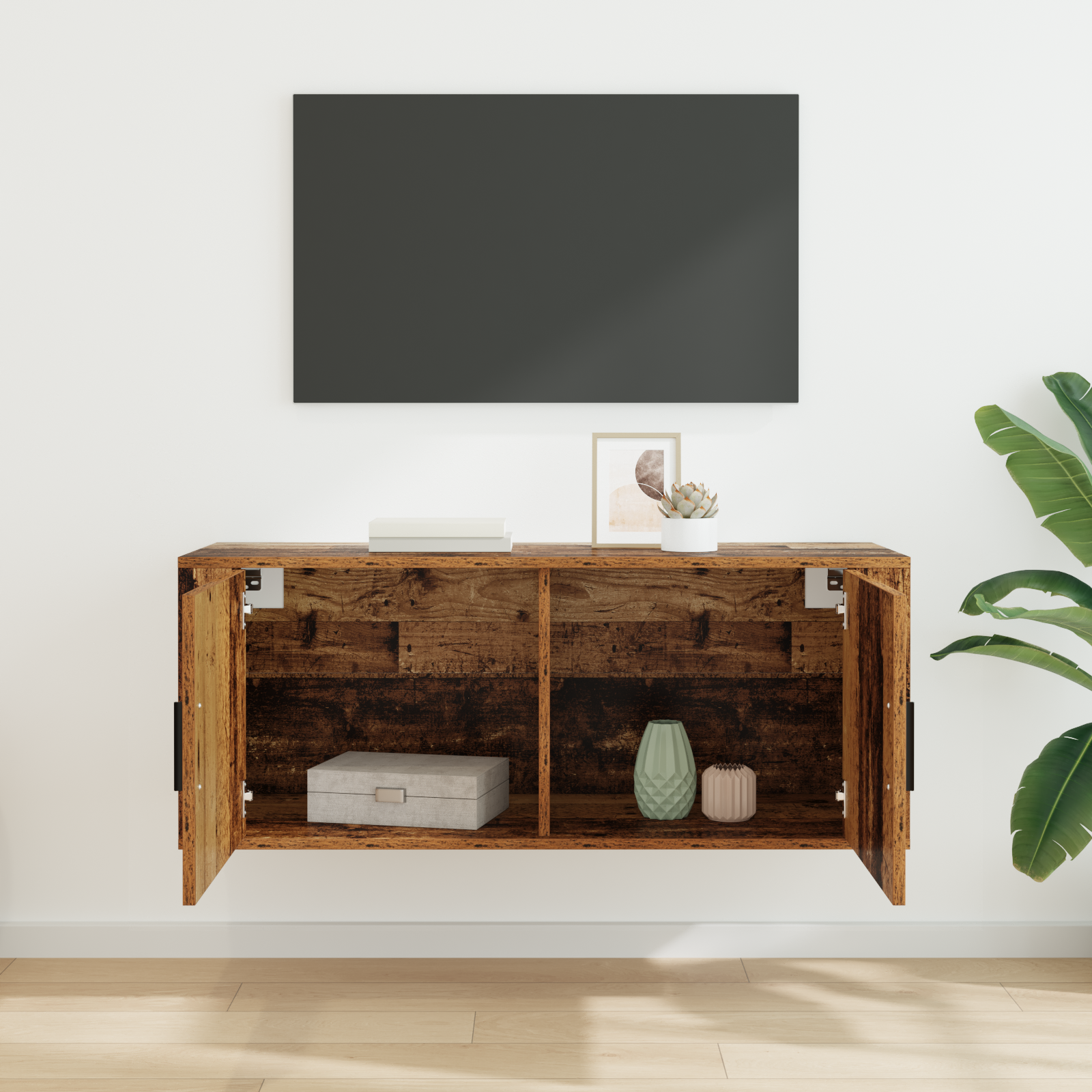 Wall-Mounted TV Cabinet Antique Wood