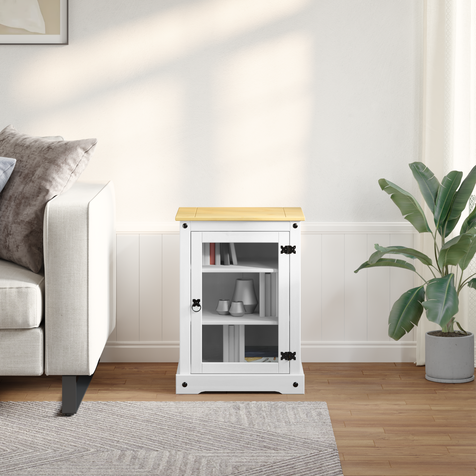 HiFi spintelė Balta 60 x 50 x 82 cm Kietos pušies mediena
