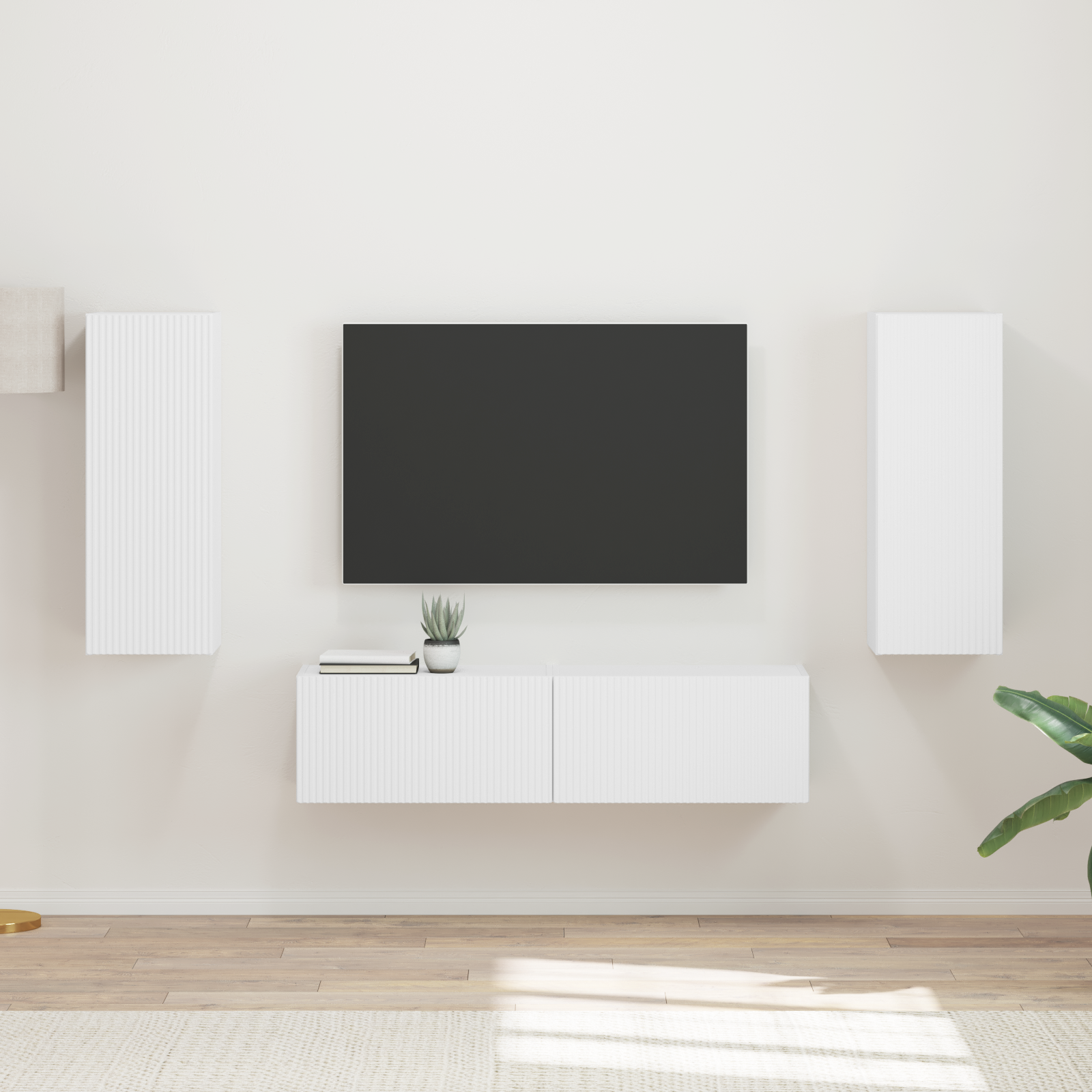 TV spintelių komplektas 2 pcs Balta Apdirbta mediena