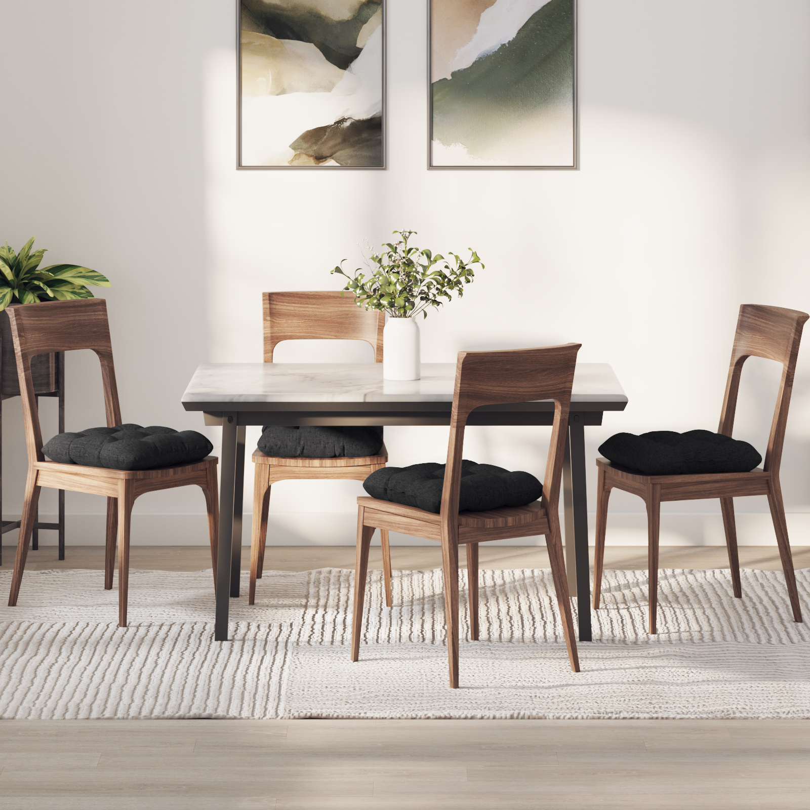 Sėdynių pagalvėlės 4 pcs Juoda 40 x 40 x 12 cm audinys