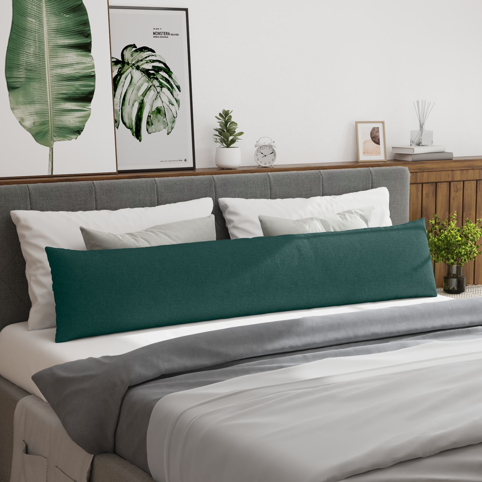 Sofa Pagalvės 2 pcs Tamsiai žalia 200 x 40 cm audinys