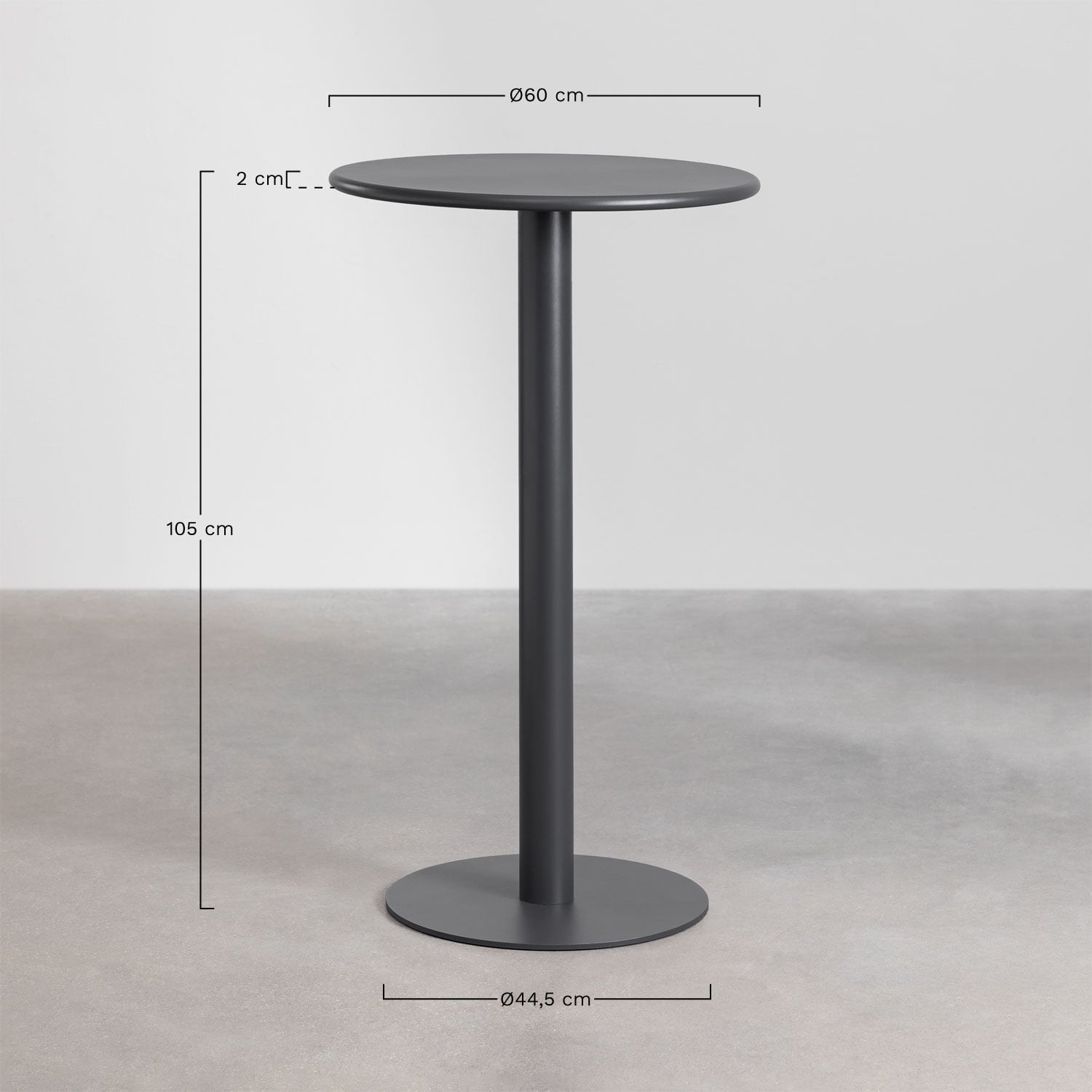 Augstais galds MILDA, Ø60 cm, dzelzs, baltā gardenija