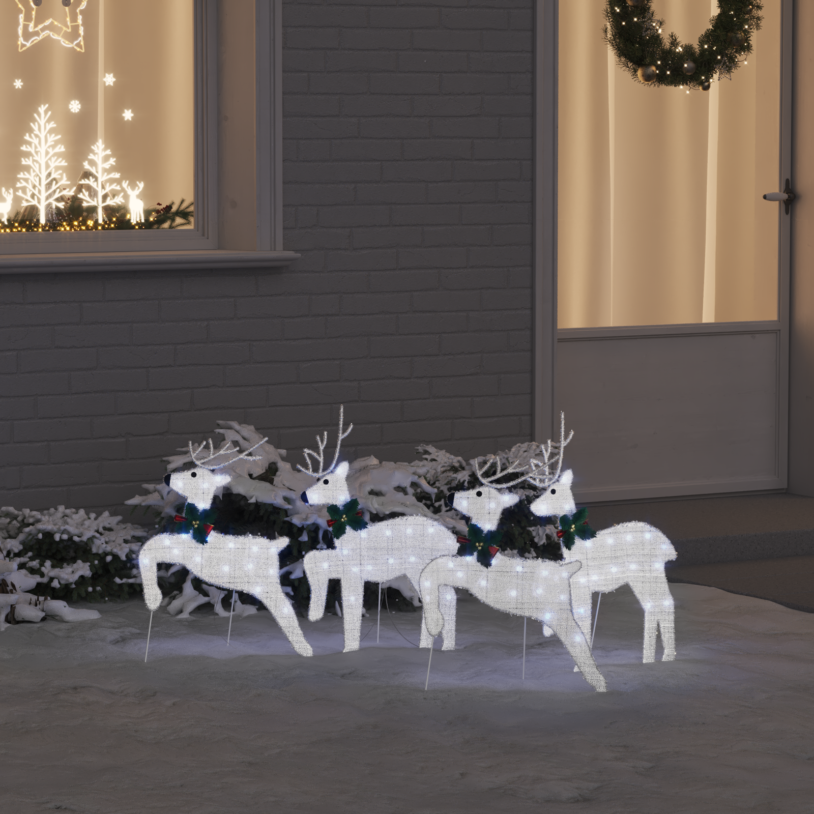 LED Reindeer 4 pcs Silver fabric