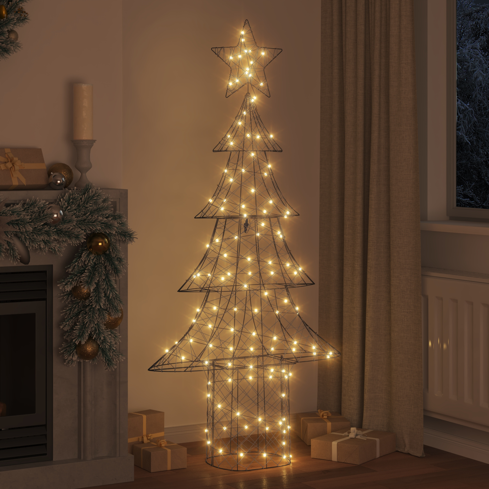Ziemassvētku eglīte ar 240 LED silti baltām 180 cm rotangpalma