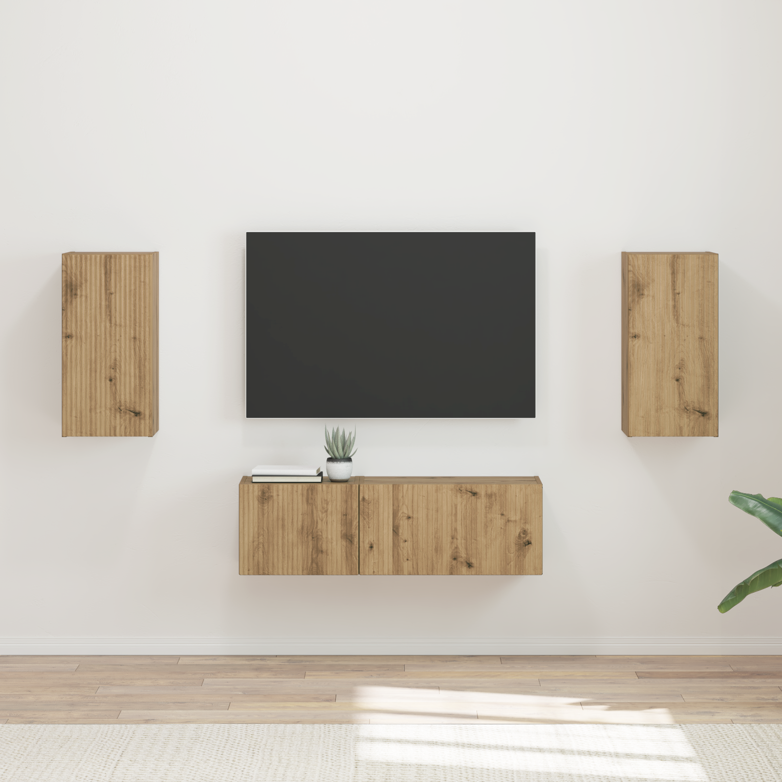 TV sieninio kabineto komplektas 4 pcs Amatininkų ąžuolas