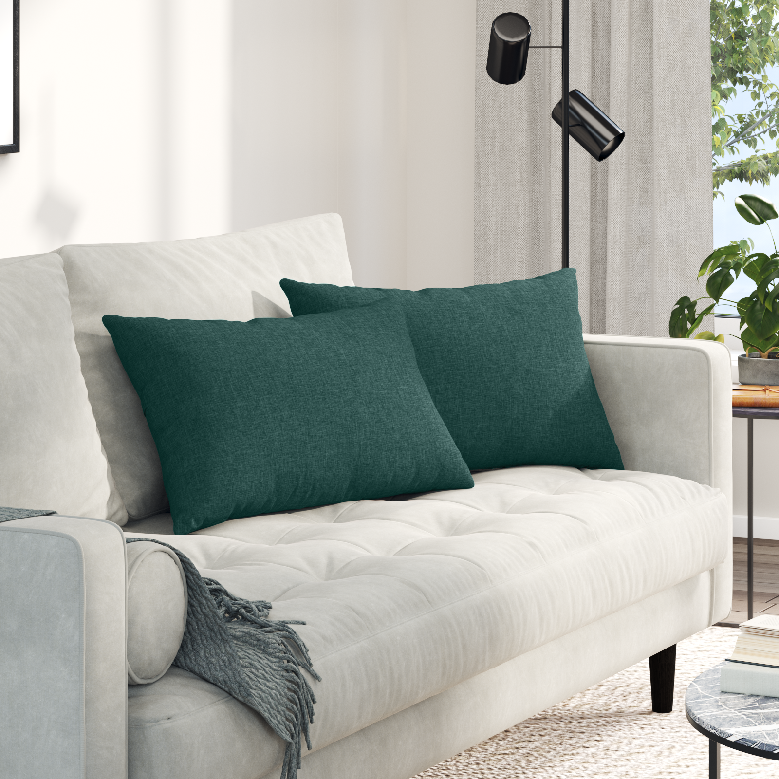 Sofa Pagalvės 2 pcs Tamsiai žalia 60 x 40 cm audinys