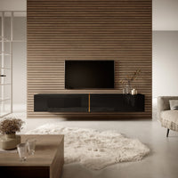 TV spintelė FREJA, 200 cm, juoda+auksinė