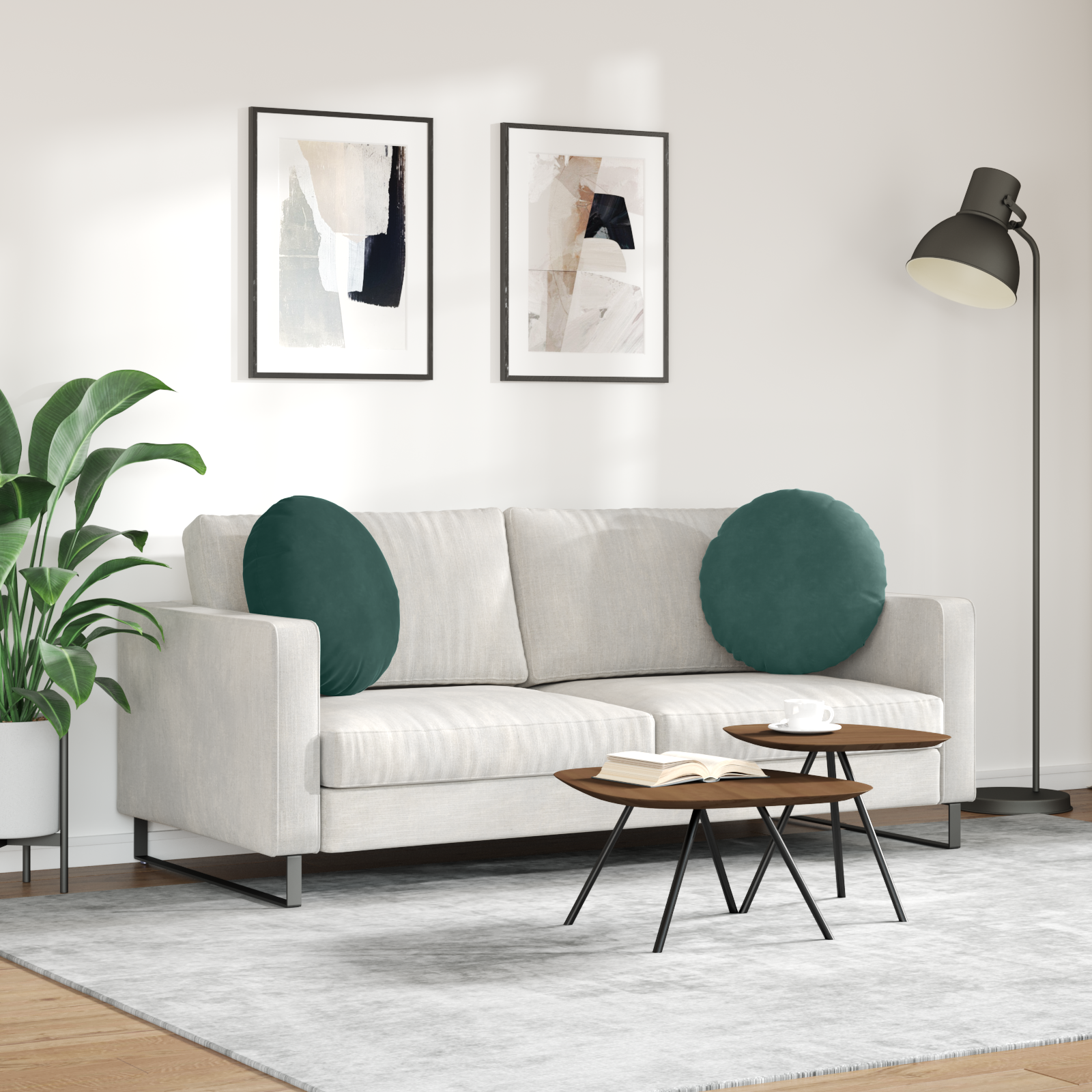 Sėdynių pagalvėlės 2 pcs Tamsiai žalia Ø 40 x 13 cm Aksomas