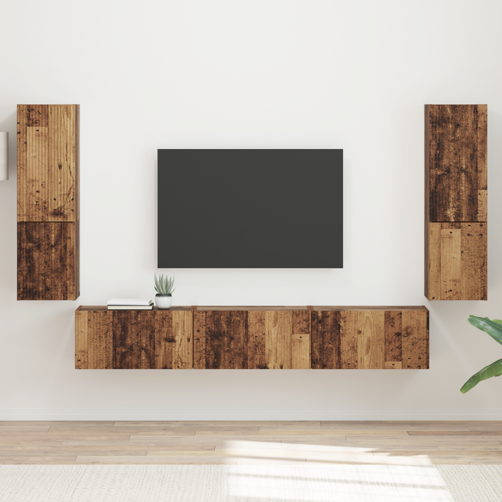 TV Cabinet Set 4 pcs Old Wood Engineered Wood