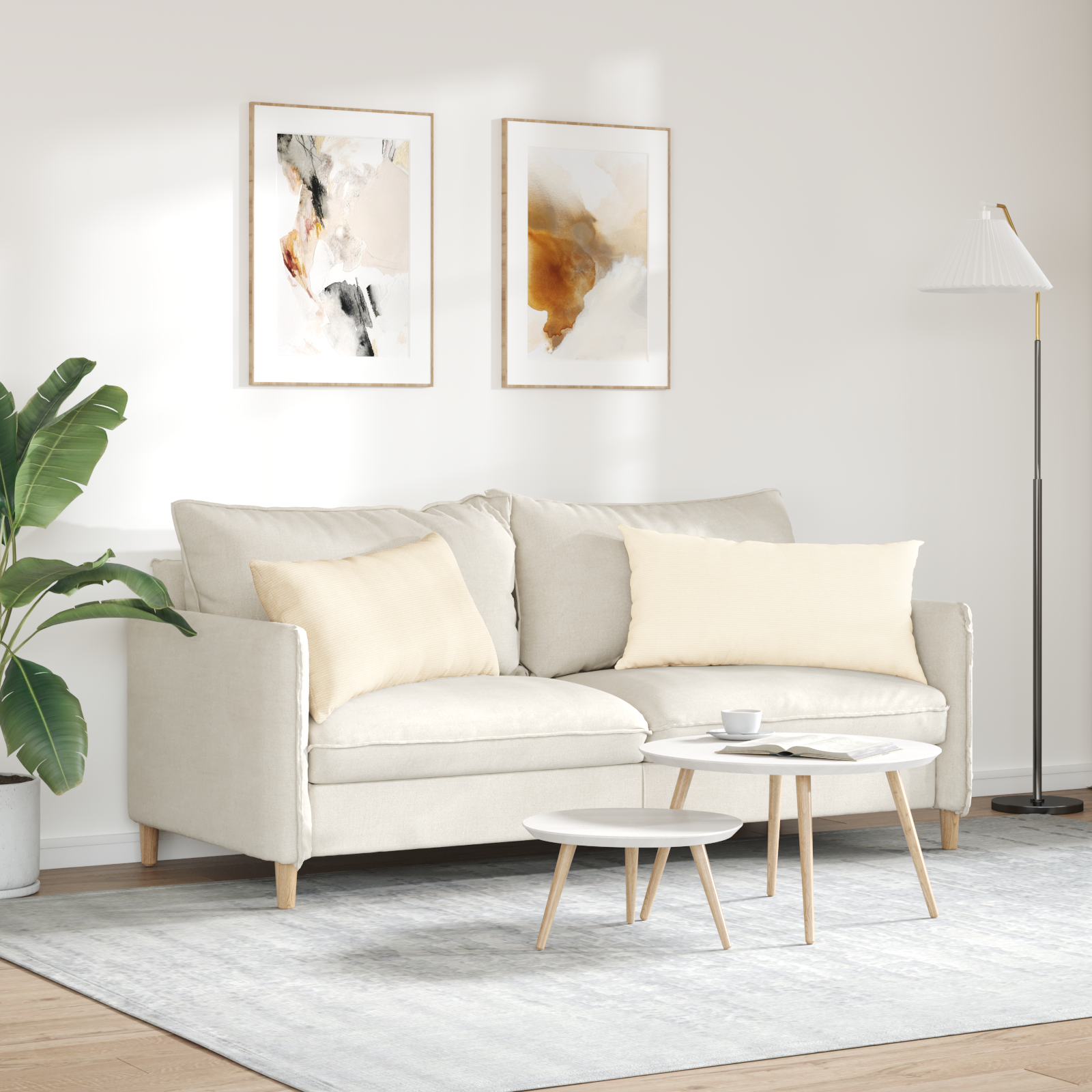Dīvāna Spilveni 2 gab Krēmkrāsas 80 x 40 cm Korduroja audums