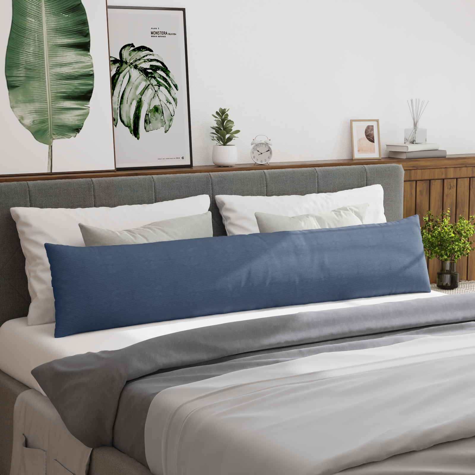 Sofa Pagalvės 2 pcs Mėlyna 200 x 40 cm Kordūrinis audinys