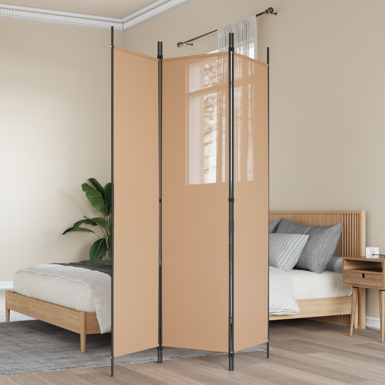 3-panelis kambario skirstytuvas Smėlio 150 x 200 cm Audinys