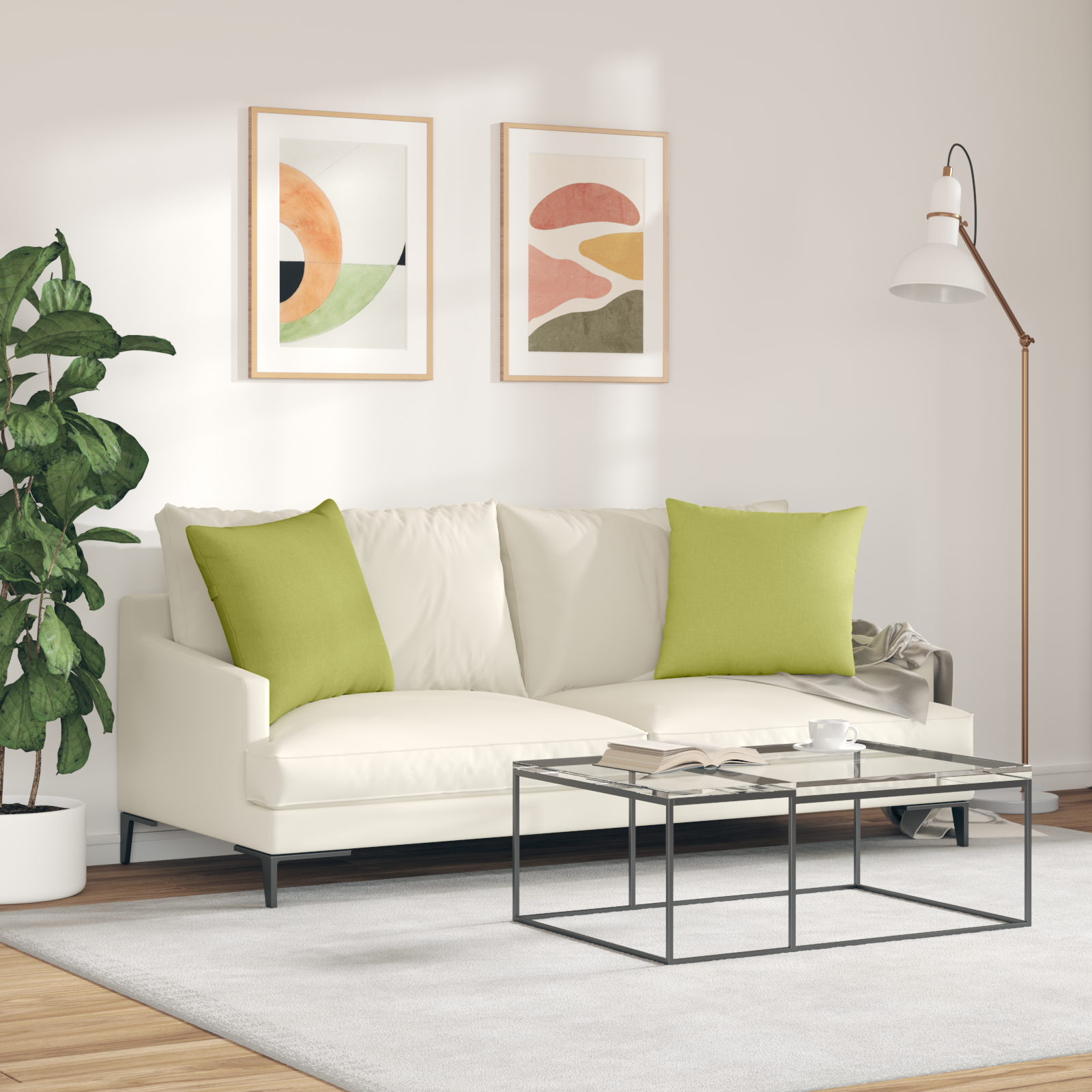 Sofa Pagalvės 2 pcs Šviesiai žalia 50 x 50 cm audinys
