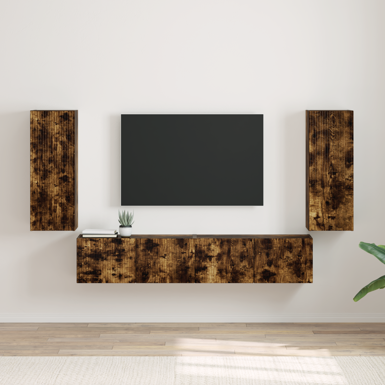 TV sieninė spintelė 2 pcs Rūkyta ąžuolas 30 x 31 x 80 cm