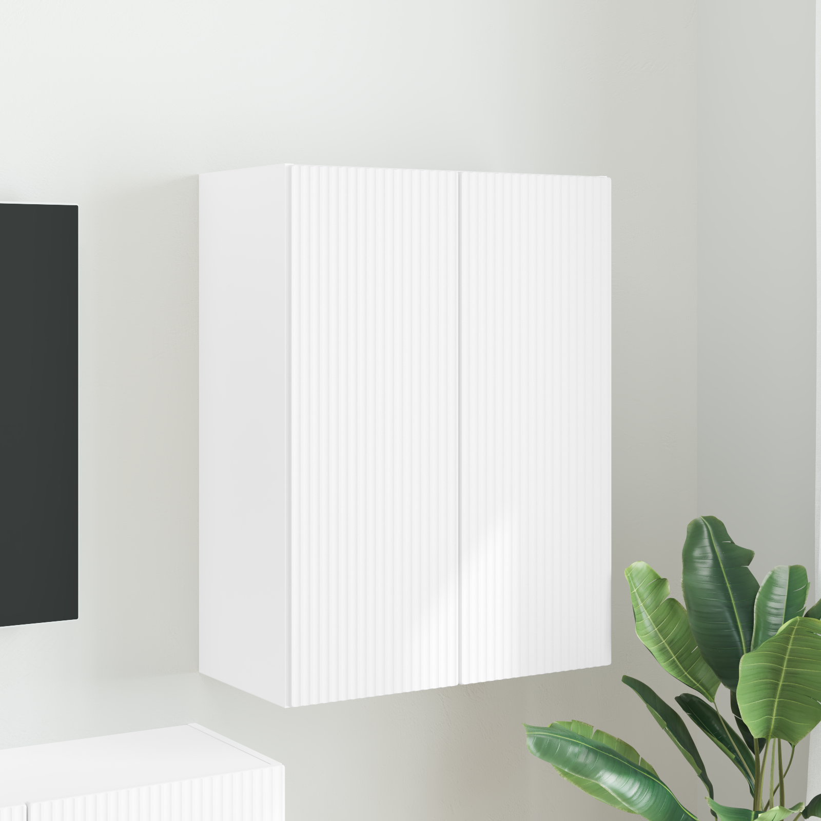 TV sieninė spintelė Balta 59,5 x 31 x 80 cm Apdirbta mediena