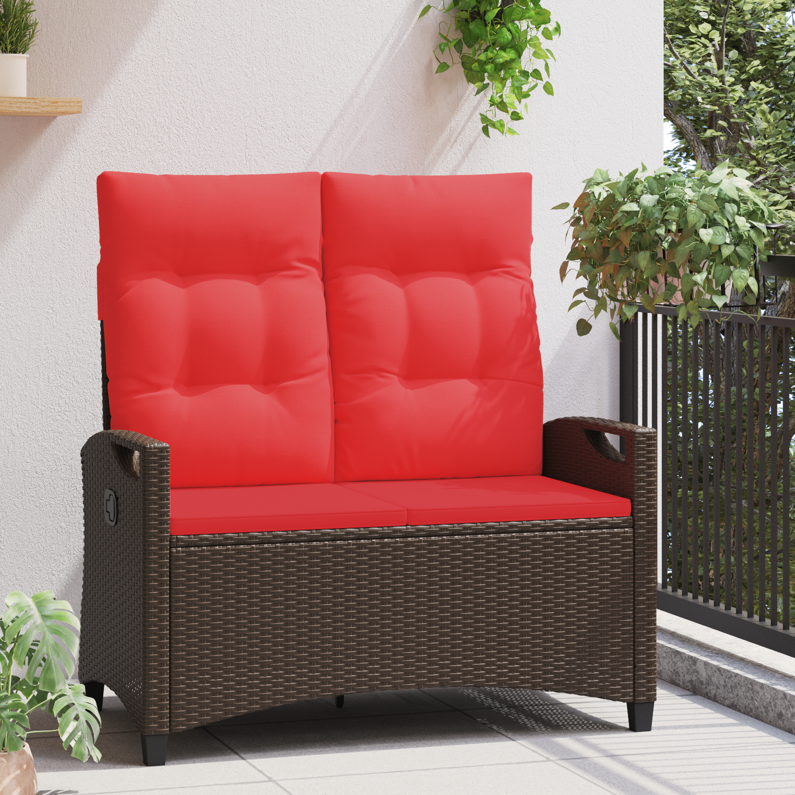 Sodo suolas su pagalve Ruda ir raudona 105 x 60 x 112 cm