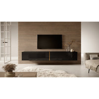 TV spintelė FREJA, 200 cm, juoda+auksinė