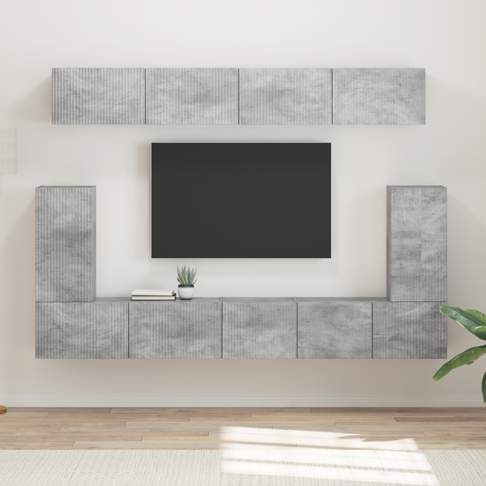 TV spintelių komplektas 5 pcs Betono pilka Apdirbta mediena
