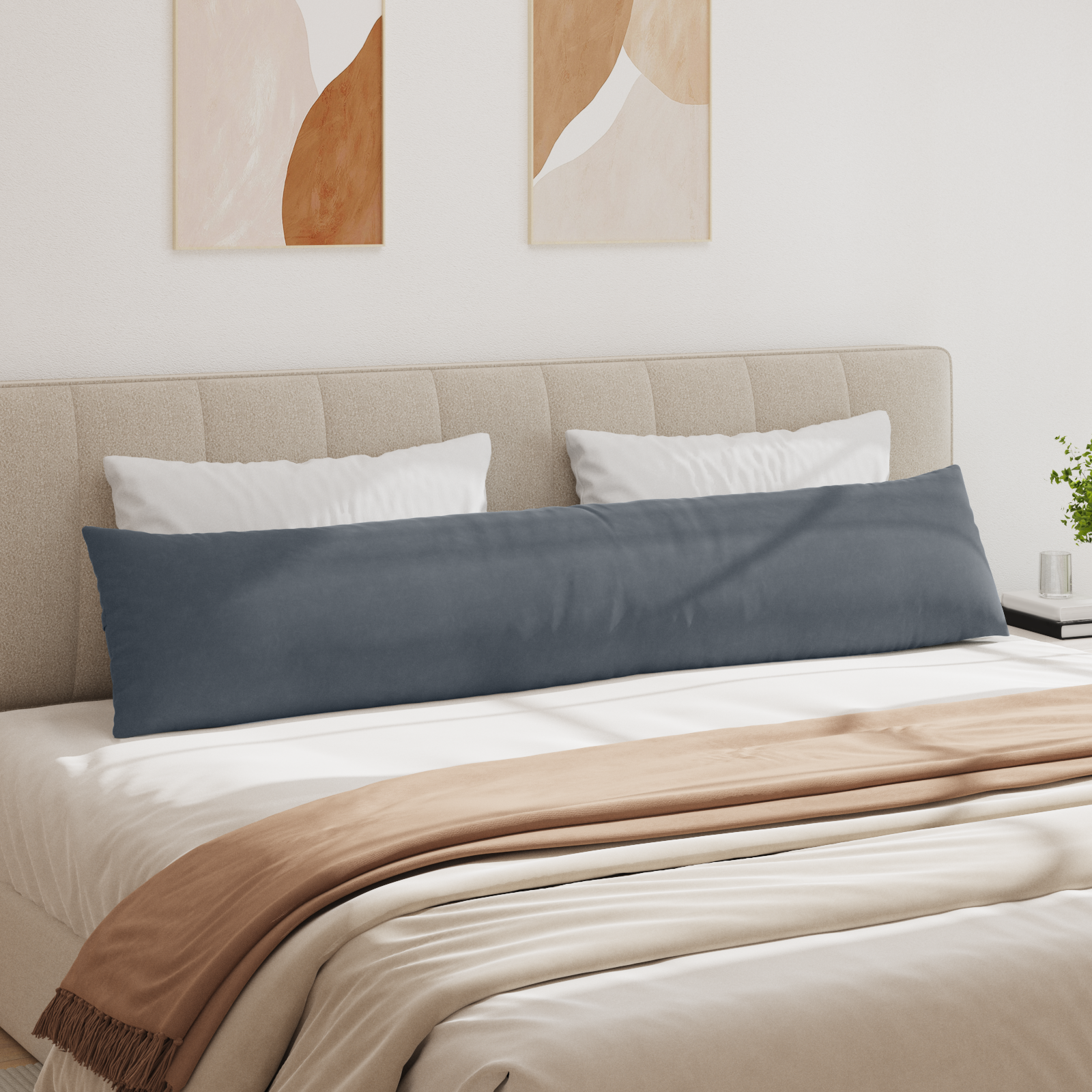 Sofa Pagalvės 2 pcs Tamsiai pilka 200 x 40 cm