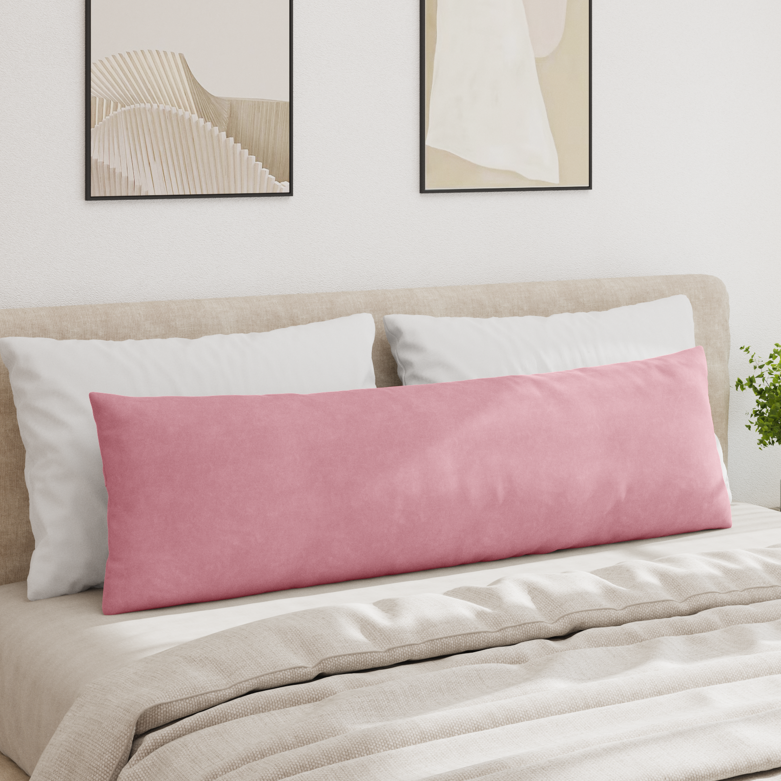 Sofa Pagalvės 2 pcs Rožinė 145 x 40 cm Kordūrinis audinys