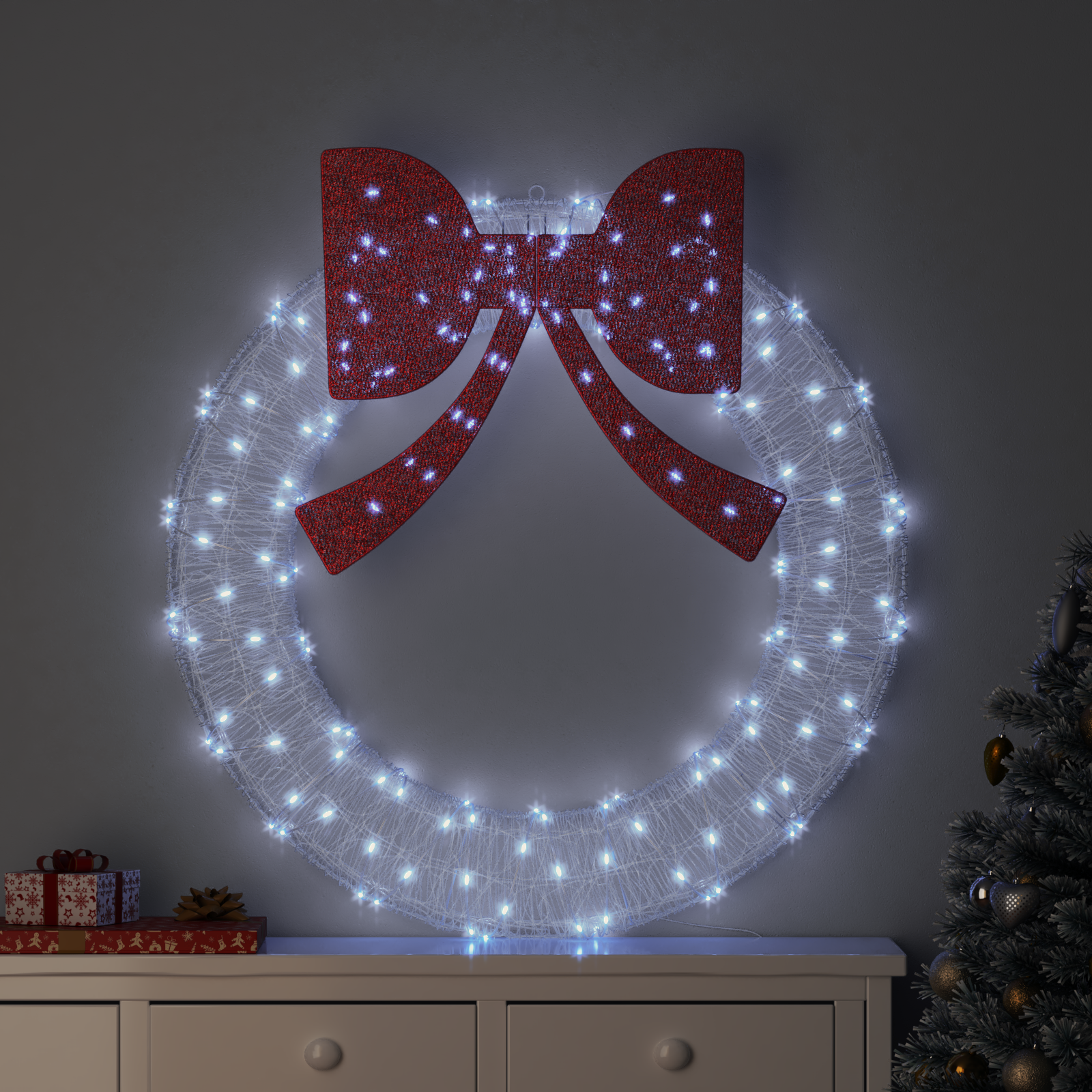 Vainikas su 150 LED Šalta balta 120 cm Akrilas