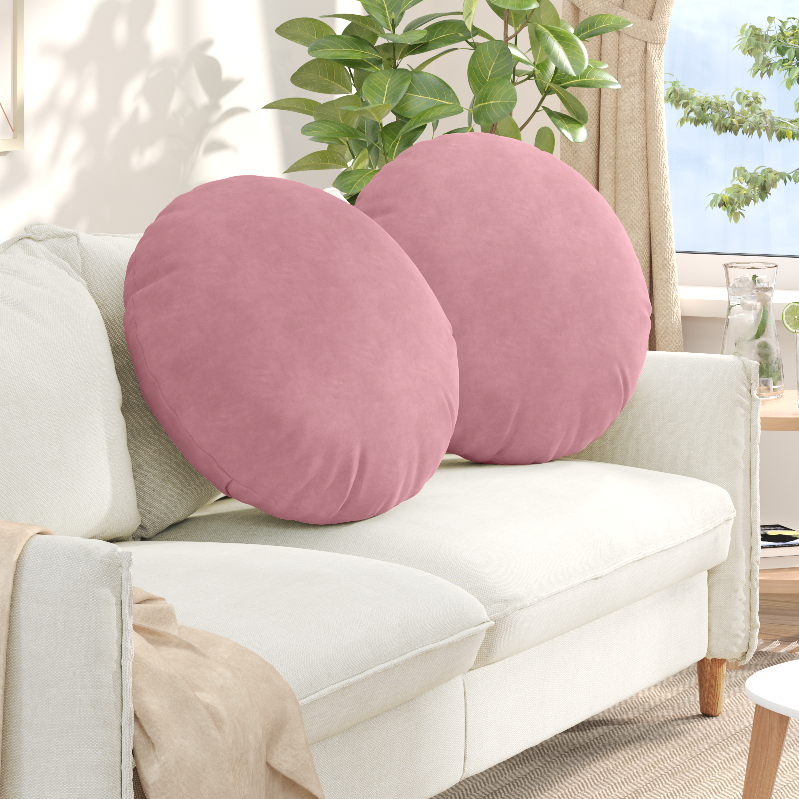 Sėdynių pagalvėlės 2 pcs Rožinė Ø 40 x 13 cm Aksomas