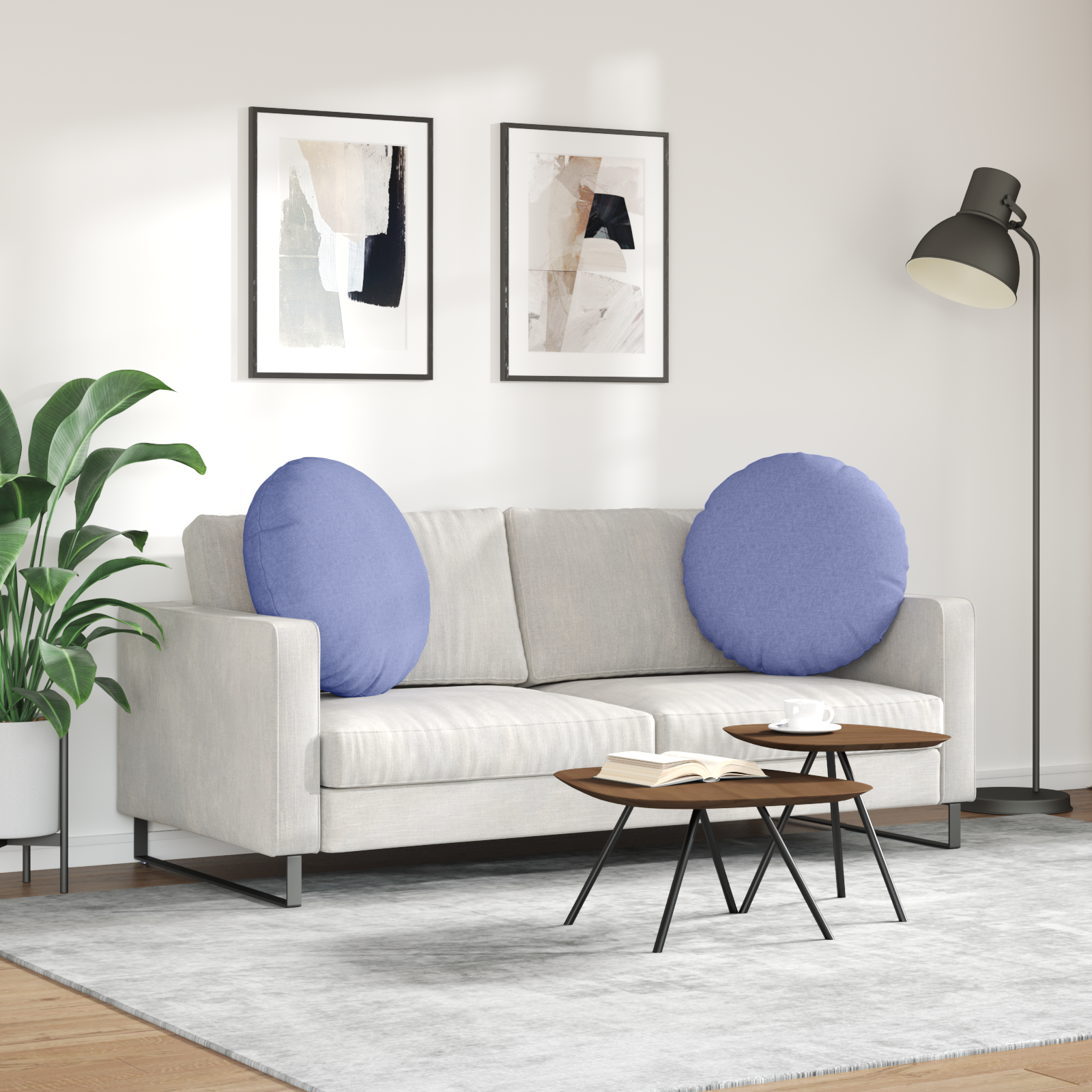 Sėdynių pagalvėlės 2 pcs Džinsinės mėlynos Ø80 x 29 cm audinys