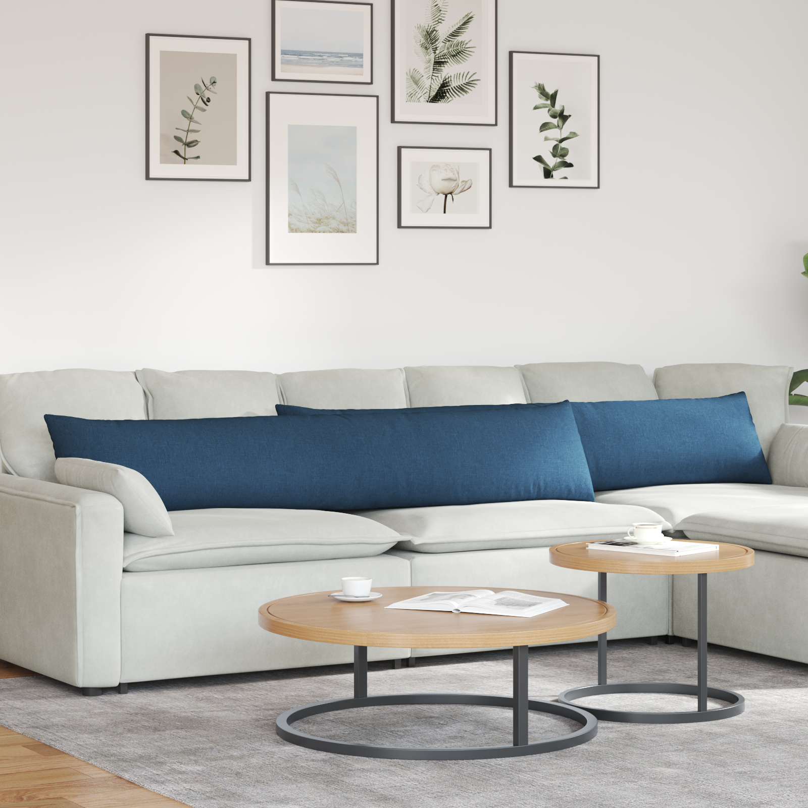 Sofa Pagalvės 2 pcs Mėlyna 200 x 40 cm audinys
