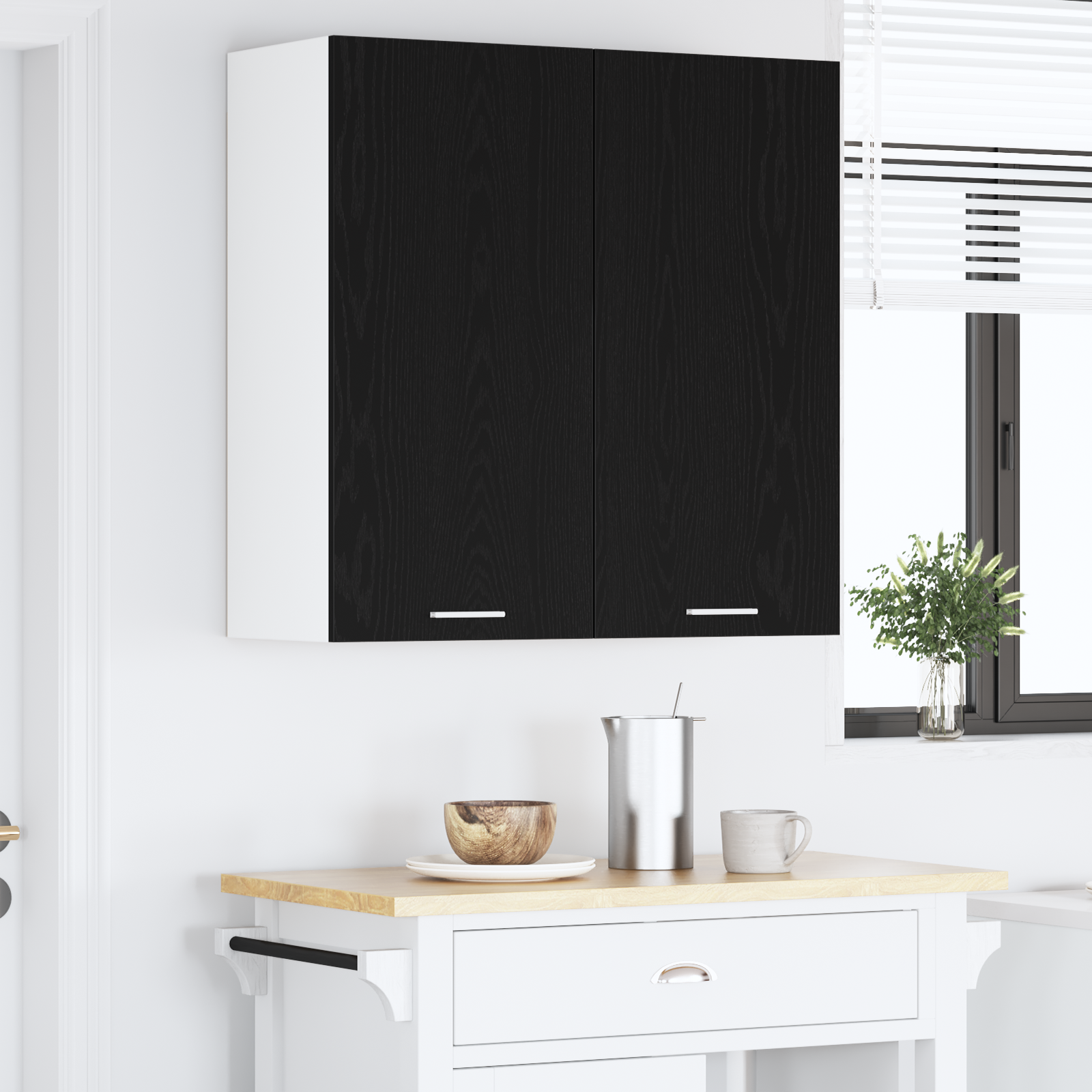 Piekaramais skapītis Riga, melns ozols, 80 x 31 x 80 cm