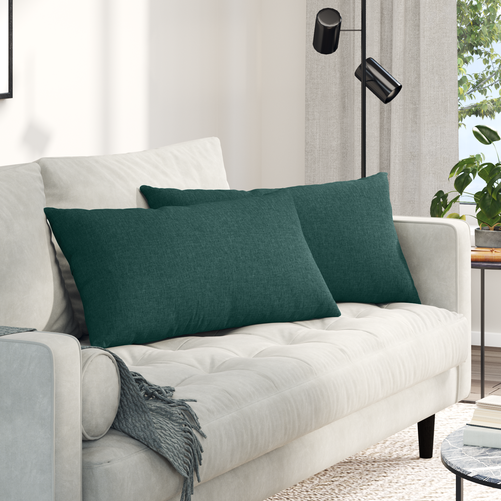 Sofa Pagalvės 2 pcs Tamsiai žalia 80 x 40 cm audinys