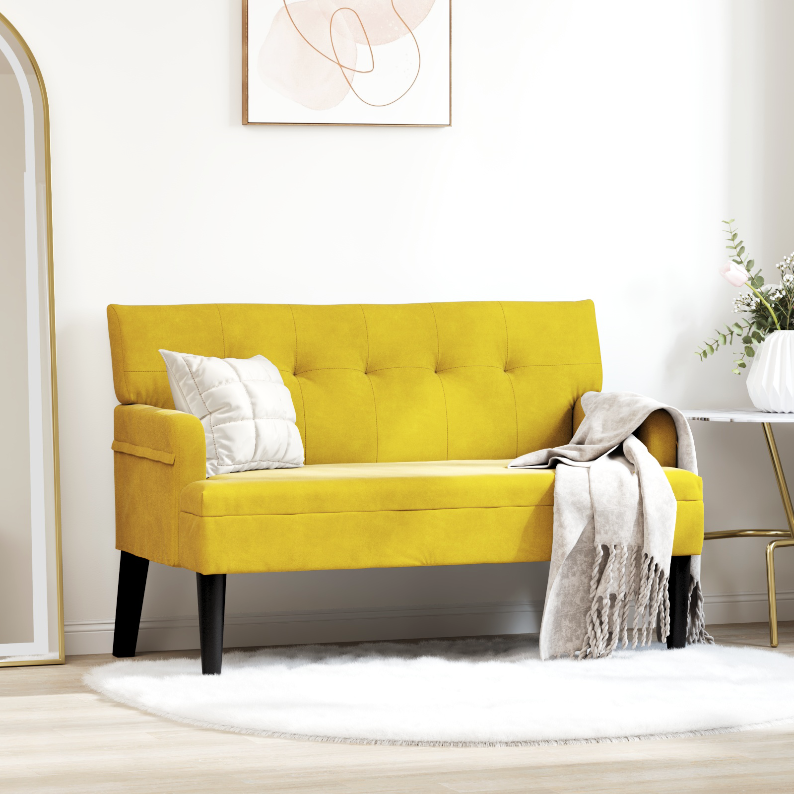 Chesterfield Bench Yellow 112 x 65.5 x 75 cm Velvet
