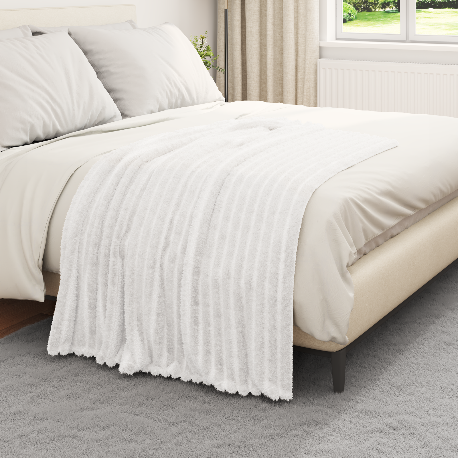 Throw Blankets 6 pcs White 150 x 130 cm Fleece