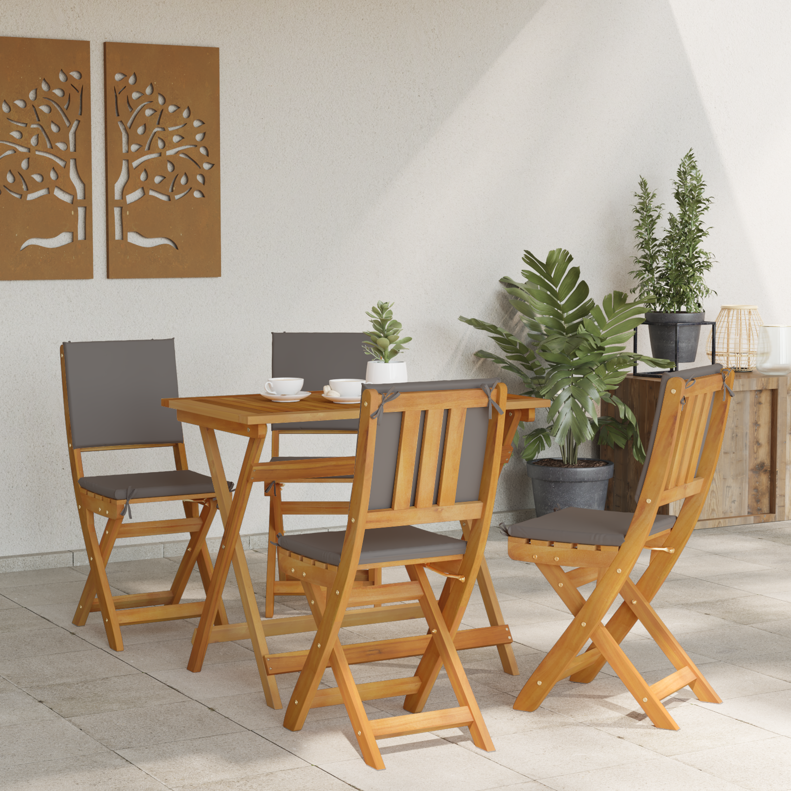 Lauko bistro kėdės 4 pcs Tamsiai pilka 38 x 46 x 85 cm