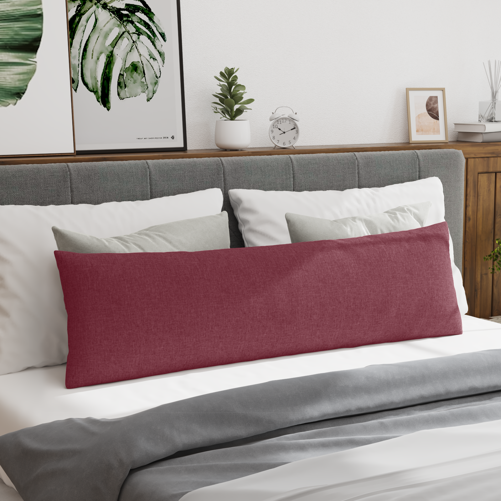 Sofa Pagalvės 2 pcs Vyno raudona 145 x 40 cm audinys