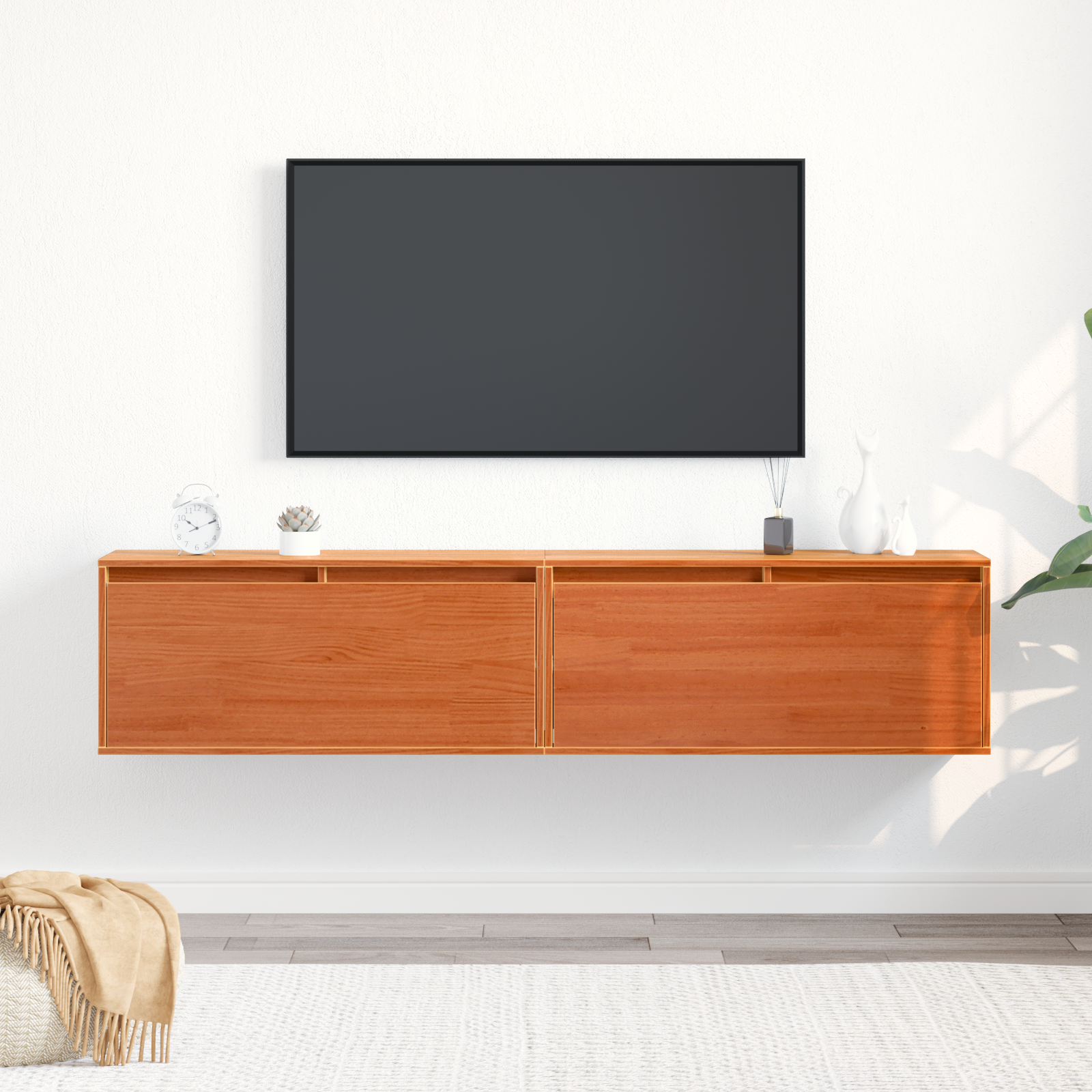 Wall cabinet with shelf 2 pcs Waxed brown 80 x 30 x 35 cm