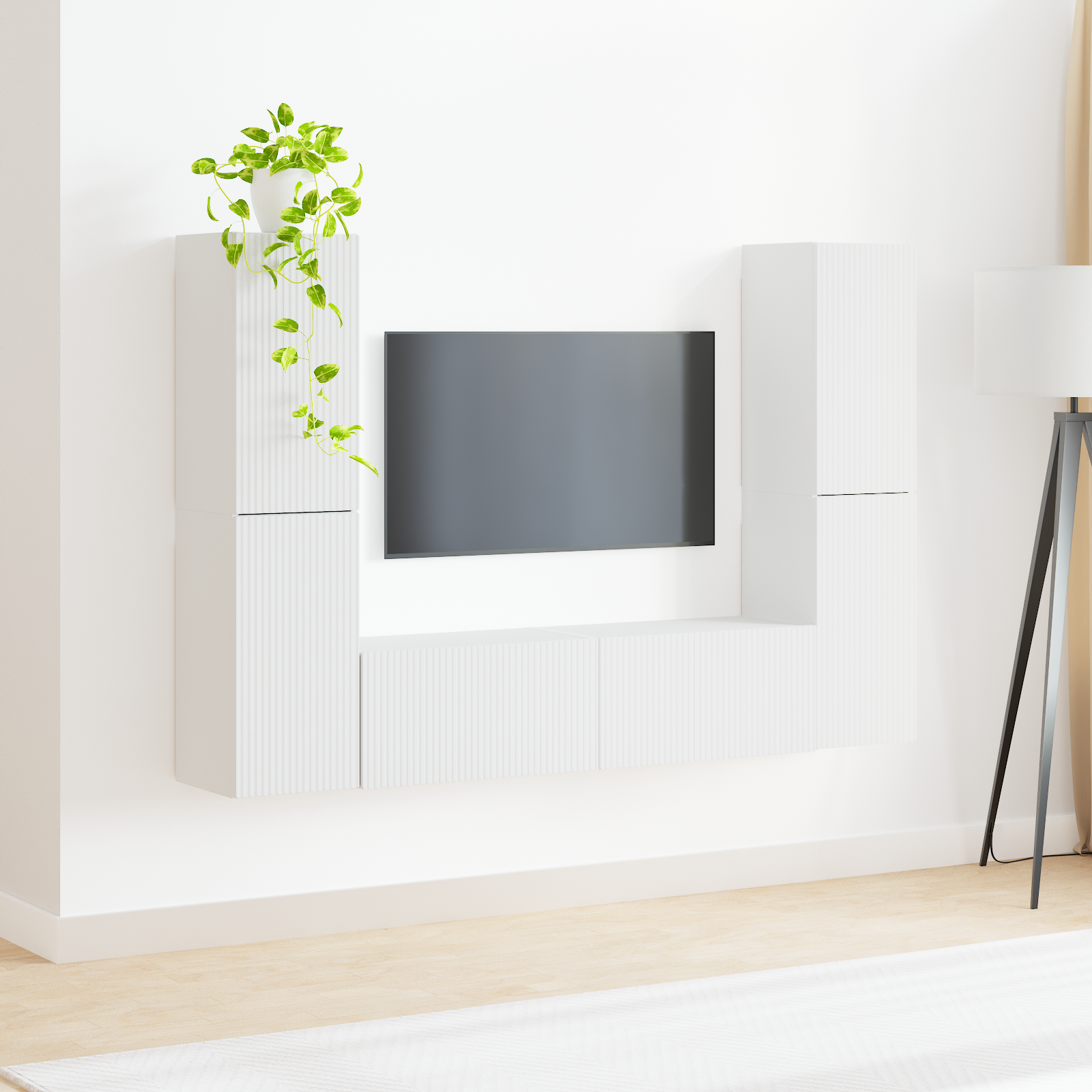 TV spintelių komplektas 6 pcs Balta Apdirbta mediena