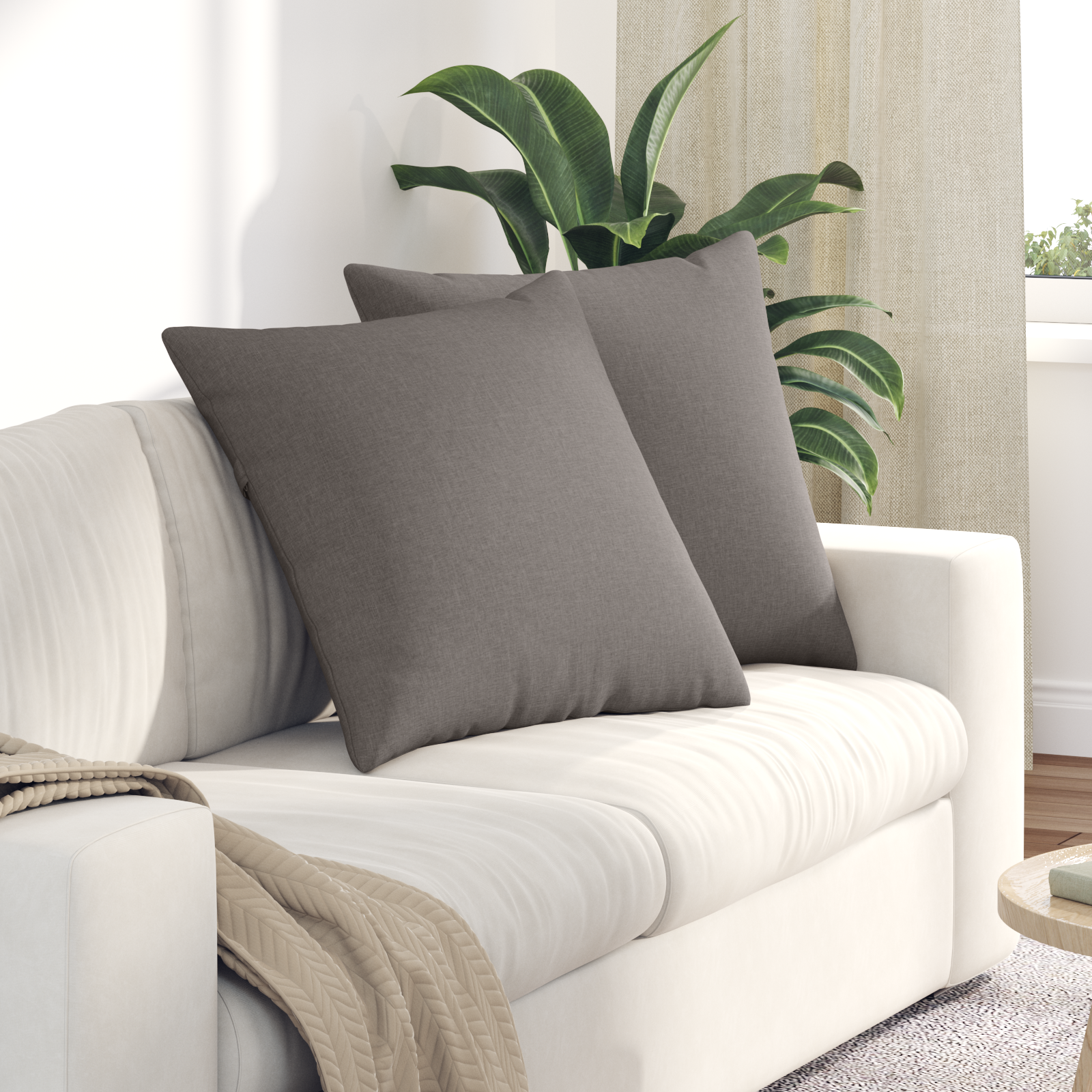 Sofa Cushions 2 pcs Taupe 60 x 60 cm fabric